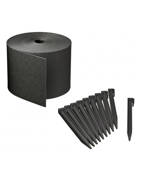 Nature Set Bordatura da Giardino H15 cm x 10 m con Picchetti Nero