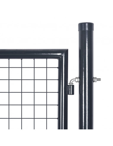 Cancello per Giardino Rete in Acciaio Zincato 85,5x100cm Grigio