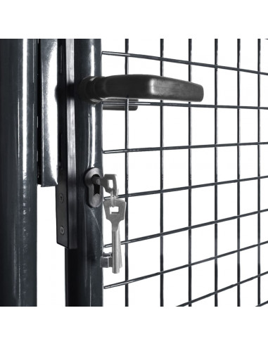 Cancello per Giardino Rete in Acciaio Zincato 85,5x100cm Grigio