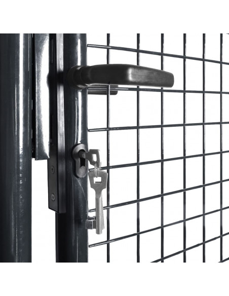 Cancello per Giardino Rete in Acciaio Zincato 85,5x100cm Grigio