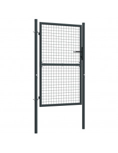 Cancello per Giardino in Acciaio Zincato Grigio 100x200 cm 2