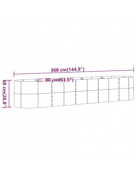 Letto da Giardino in Acciaio a Polvere 368x80x68 cm Antracite