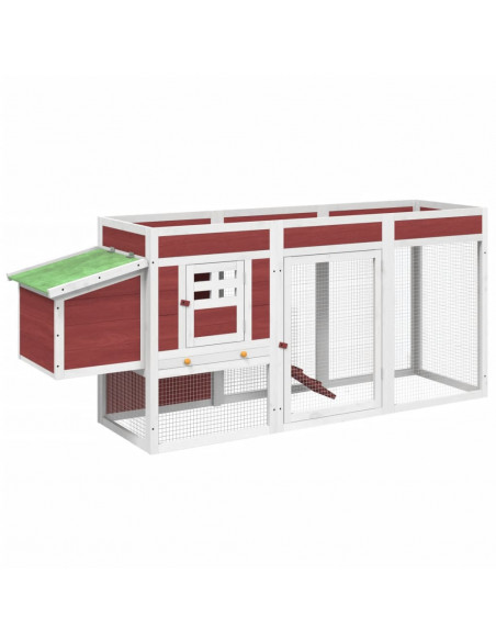 Pollaio Moka 204x50x84 cm in Legno Massello di Pino