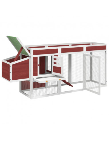 Pollaio Moka 204x50x84 cm in Legno Massello di Pino