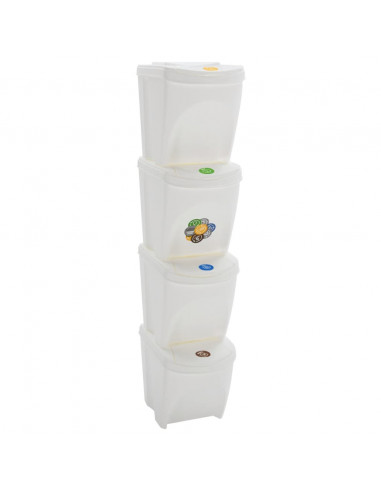 Contenitori Impilabili Rifiuti 4 pz Bianco 100 L Polipropilene