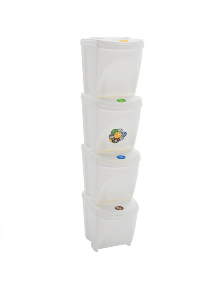 Contenitori Impilabili Rifiuti 4 pz Bianco 100 L Polipropilene