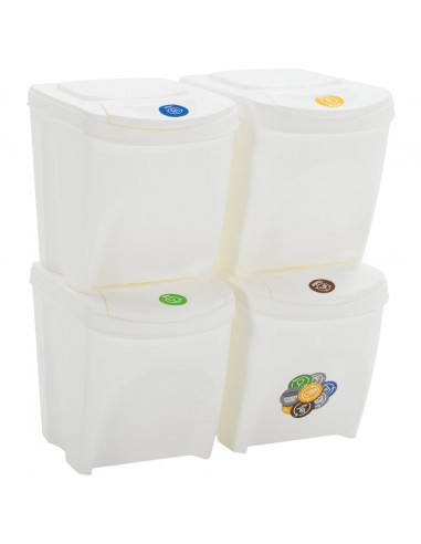 Contenitori Impilabili Rifiuti 4 pz Bianco 100 L Polipropilene
