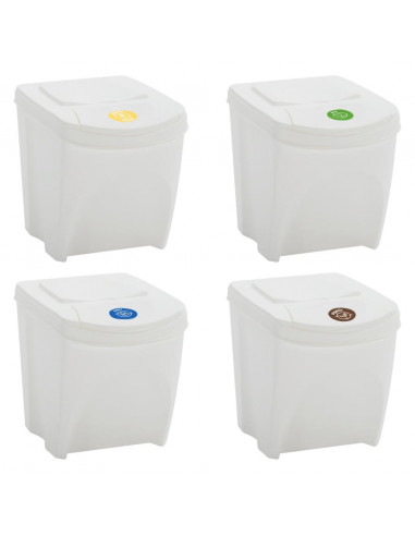Contenitori Impilabili Rifiuti 4 pz Bianco 100 L Polipropilene