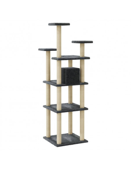 Albero per Gatti con Tiragraffi in Sisal Grigio Scuro 171 cm