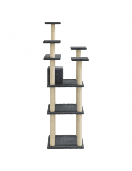 Albero per Gatti con Tiragraffi in Sisal Grigio Scuro 171 cm