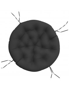 Cuscino Rotondo Nero Ø 100x11 cm in Tessuto Oxford