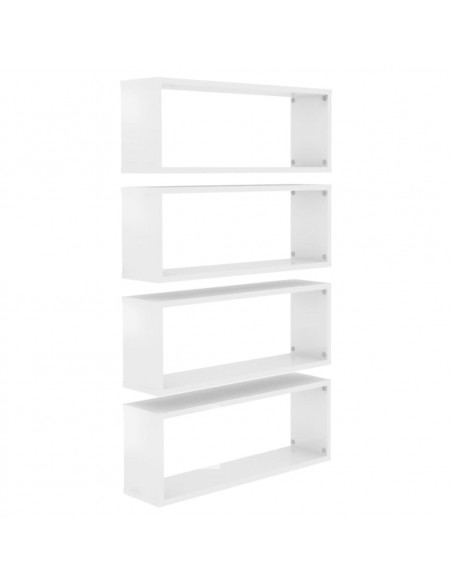 Mensole Parete a Cubo 4pz Bianco Lucido 60x15x23cm Multistrato