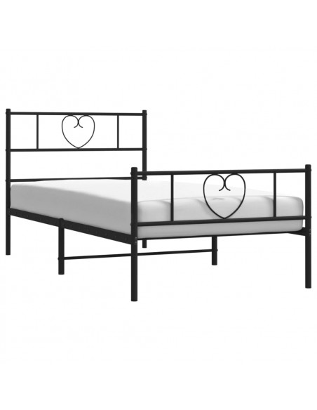 Giroletto con Testiera e Pediera Metallo Nero 90x190 cm