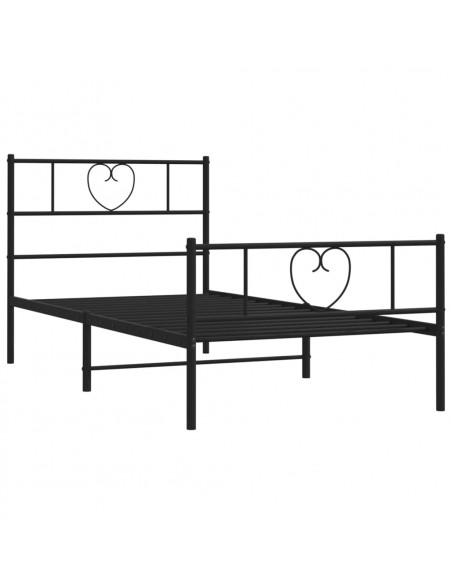 Giroletto con Testiera e Pediera Metallo Nero 90x190 cm