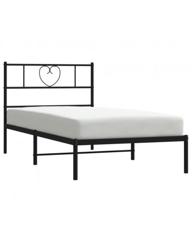 Giroletto con Testiera in Metallo Nero 90x190 cm