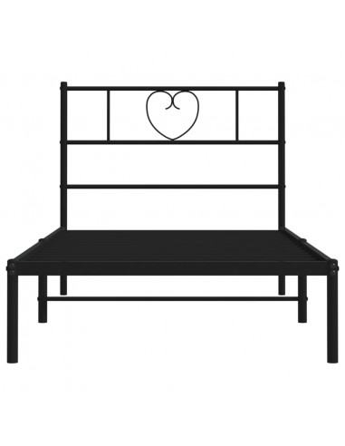 Giroletto con Testiera in Metallo Nero 90x190 cm