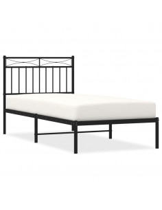 Giroletto con Testiera in Metallo Nero 90x200 cm