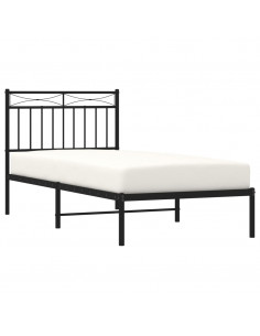 Giroletto con Testiera in Metallo Nero 90x200 cm 2