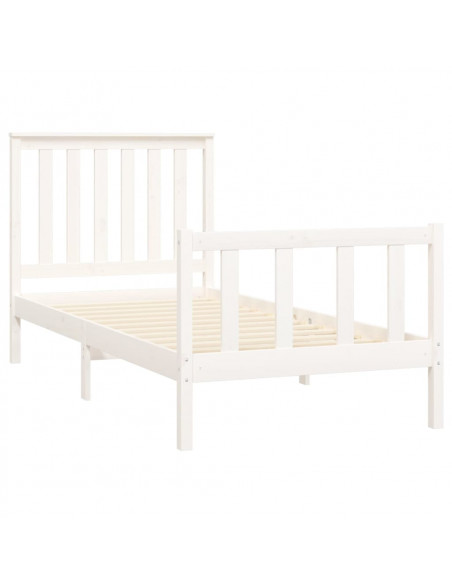 Giroletto con Testiera Bianco 100x200 cm Legno Massello di Pino