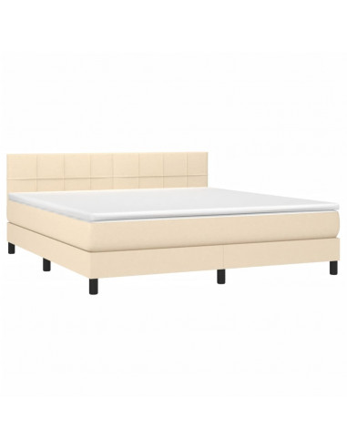 Letto a Molle con Materasso e LED Crema 180x200 cm in Tessuto