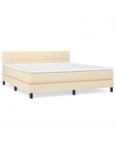 Giroletto a Molle con Materasso Crema 180x200 cm in Tessuto