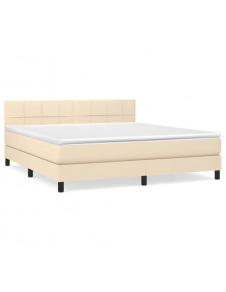 Giroletto a Molle con Materasso Crema 180x200 cm in Tessuto