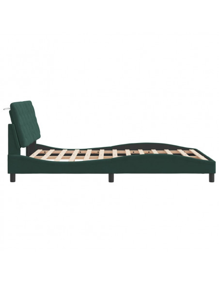 Giroletto con Luci LED Verde Scuro 140x200 cm in Velluto