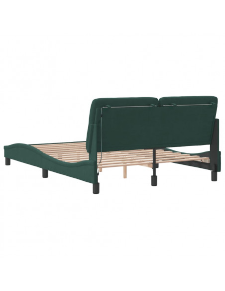 Giroletto con Luci LED Verde Scuro 140x200 cm in Velluto