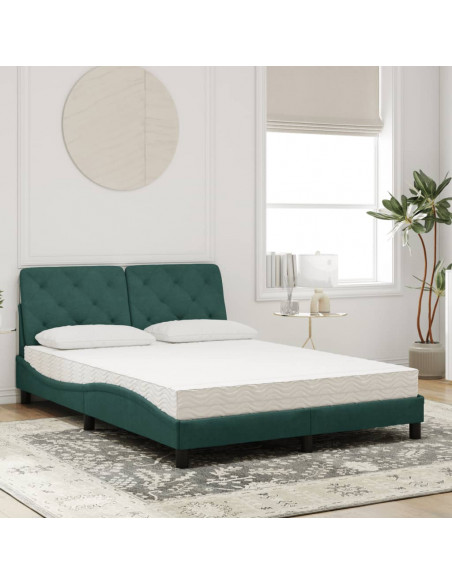 Letto con Materasso Verde Scuro 140x200 cm in Velluto