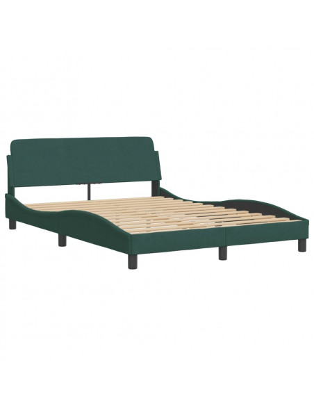 Letto con Materasso Verde Scuro 140x200 cm in Velluto