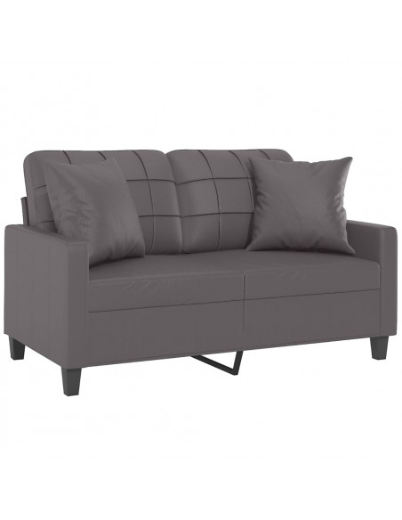 Divano a 2 Posti con Cuscini Grigio 120 cm in Similpelle