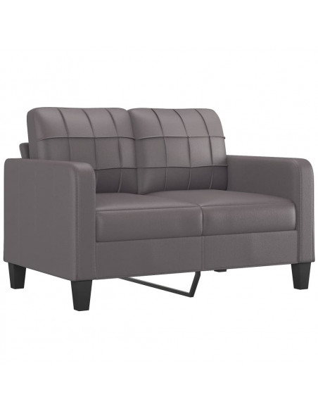 Divano a 2 Posti con Cuscini Grigio 120 cm in Similpelle