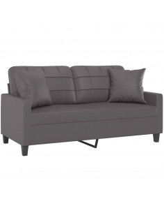 Divano a 2 Posti con Cuscini Grigio 140 cm in Similpelle 2