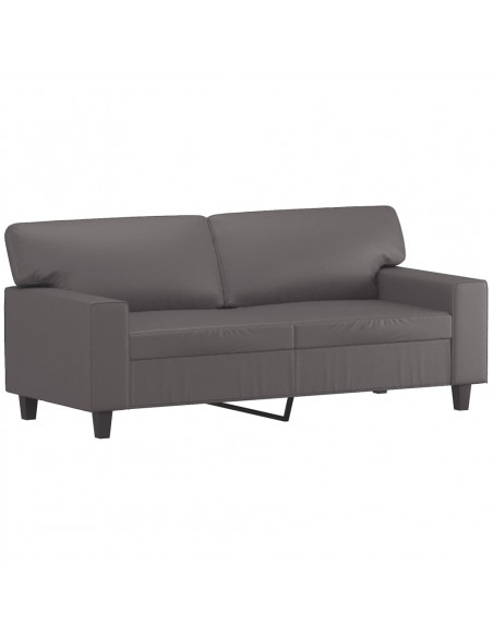 Divano a 2 Posti con Cuscini Grigio 140 cm in Similpelle