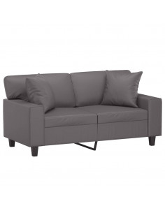 Divano a 2 Posti con Cuscini Grigio 120 cm in Similpelle 2
