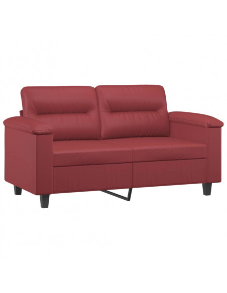 Divano a 2 Posti Rosso Vino 120 cm in Similpelle