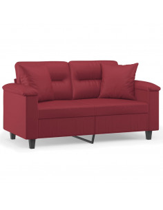 Divano a 2 Posti con Cuscini Rosso Vino 120 cm in Similpelle