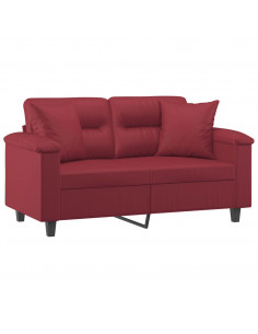 Divano a 2 Posti con Cuscini Rosso Vino 120 cm in Similpelle 2