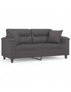 Divano a 2 Posti con Cuscini Grigio 140 cm in Similpelle