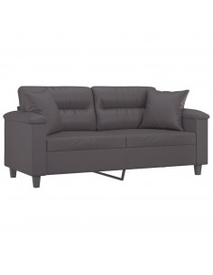 Divano a 2 Posti con Cuscini Grigio 140 cm in Similpelle 2