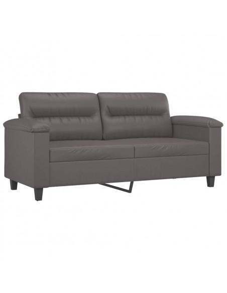 Divano a 2 Posti con Cuscini Grigio 140 cm in Similpelle