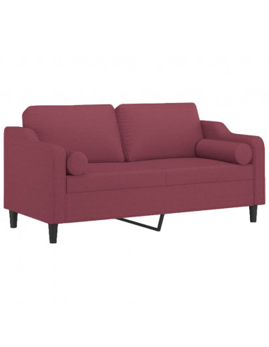 Divano a 2 Posti con Cuscini Rosso Vino 140 cm in Tessuto