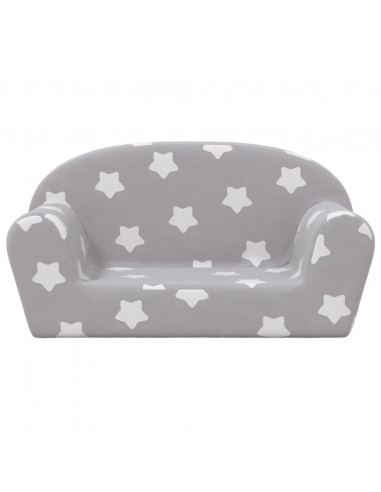 Divano Bambini 2 Posti Grigio Chiaro con Stelle Morbido Peluche