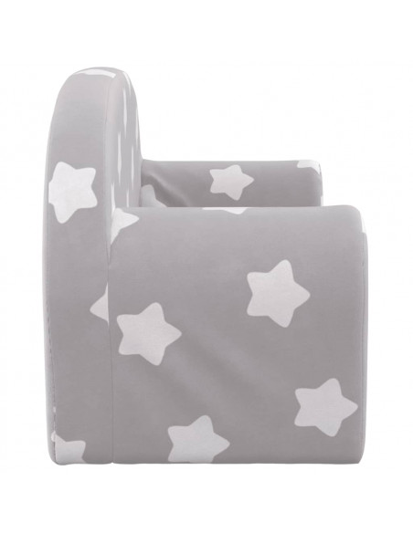 Divano Bambini 2 Posti Grigio Chiaro con Stelle Morbido Peluche
