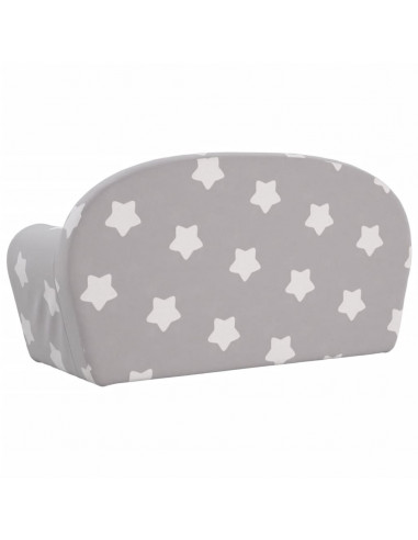 Divano Bambini 2 Posti Grigio Chiaro con Stelle Morbido Peluche