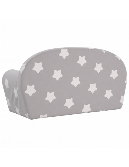 Divano Bambini 2 Posti Grigio Chiaro con Stelle Morbido Peluche