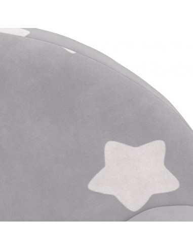 Divano Bambini 2 Posti Grigio Chiaro con Stelle Morbido Peluche