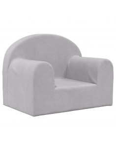 Divano per Bambini Grigio Chiaro in Morbido Peluche