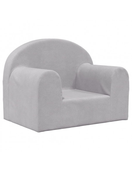 Divano per Bambini Grigio Chiaro in Morbido Peluche