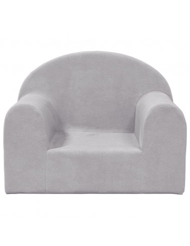 Divano per Bambini Grigio Chiaro in Morbido Peluche